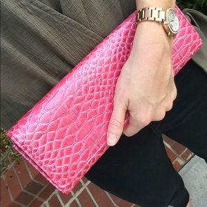 Pink Snake Skin clutch